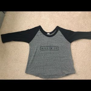 Brandy Melville “Killin’ It” 3/4 Baseball Crop Tee